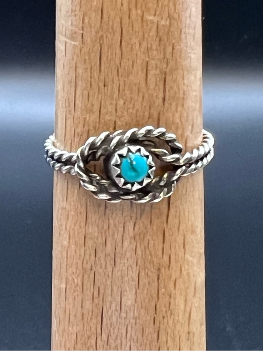 Native American Rope Twist Turquoise Ring